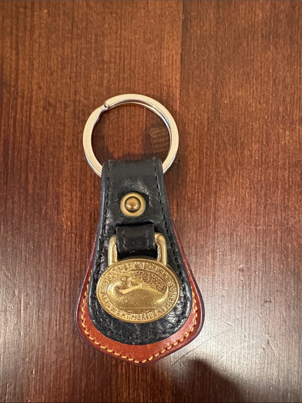 Dooney & Bourke Vintage Brass Duck Leather Keychain